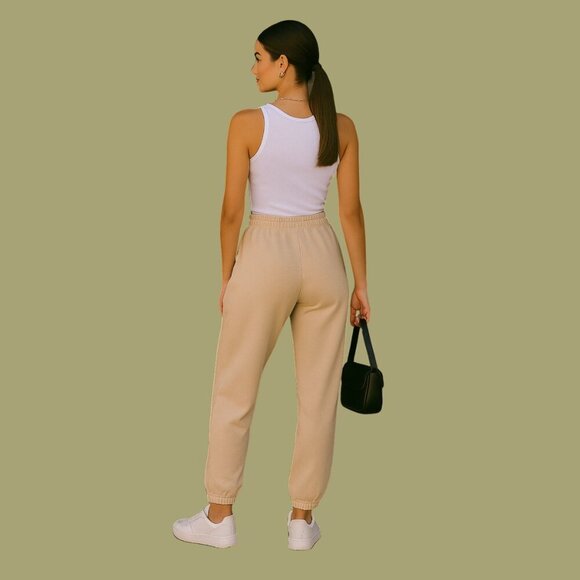 ✨ Missguided Petite Neutral Fleece-Lined Jogger Sweatpants (US 4 / UK 8) - Picture 2 of 9